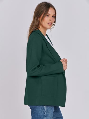 Image of ANRABESS Womens Sweater Blazer 2025 Fall Cardigan Chunky Knit Jacket Coats Deep Green X-Large
