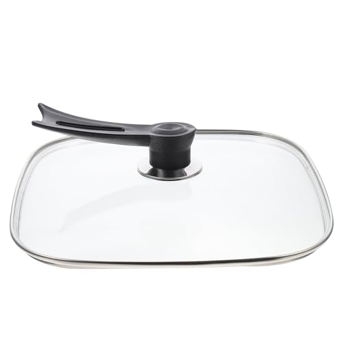 HEMOTON Tapa de Olla Cuadrada de Vidrio 30 Cm Perilla Aislada Resistente al Calor para Batería de Cocina, Tapa Multifunción Visible y Portátil Adecuado para Uso Doméstico y Restaurantes