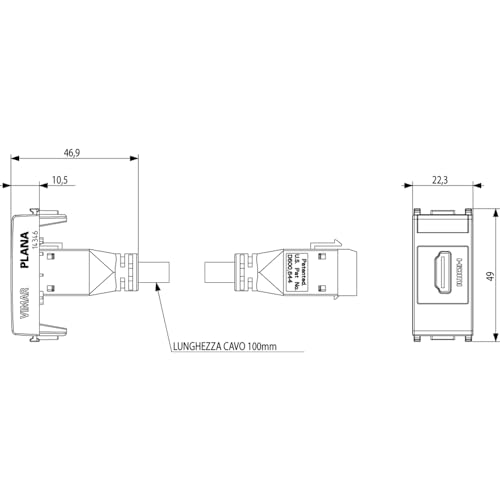 Prise HDMI Silver VIMAR design plat finition métallisée haut de gamme