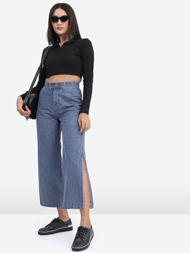 Image of Tokyo Talkies Women's Straight Fit Cropped Jeans| Mid-Rise| Jeans Pant