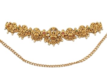shehzadi collection gold Ganesha Kamarband Waist Belt with Pearls | Traditional Bridal Jewellery-picture-14