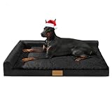 Patas Lague Orthopedic Dog Bed Large Sized Dog 36''X24'', Waterproof L Bolster Medium Pet Sofa Beds with Removable Washable Cover, Soft Comfortable Pet Couch Crate Mat with Nonskid Bottom, Black