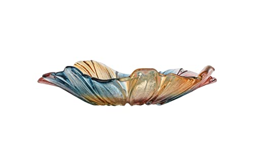 Szhqyg 11Inch Diameter Crystal Glass Colorful Fruit Bowl,Crystal Multi-Color Classic Tray,Tabletop Crystal Glass Fruit Plates Bowlfor Dessert Plate Art Glass Bowl Flower-Shaped Design #TOP23