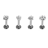 SHINEstyle 4x 16g Surgical Gem Steel Tragus Lip Ring Monroe Ear Cartilage Stud Earring Body Piercing