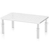 Bracwiser Monitor Stand Riser, White Metal Computer Stand, 3 Height Adjustable Screen Riser with Mesh Platform for PS4, Laptop, Printer, Notebook and All Flat Screen, Holds Up to 20KG
