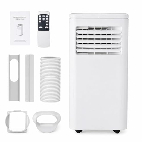 10,000 BTU Portable Air Conditioners - Cools 450 Sq. Ft., 4-in-1 Portable AC Unit with Cool, Fan, Dehumidifier, Sleep, 24H Timer, Remote & Installation Kit, for Bedroom, Office, Dorm