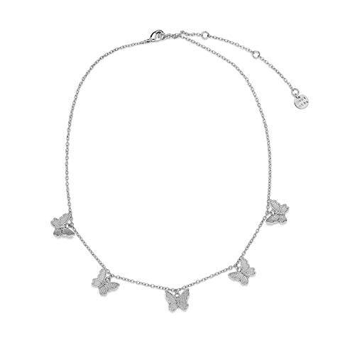 Pura Vida 14" Silver Butterfly In Flight Choker Necklace - Adjustable Length, Brass Base - 3" Extender #TOP17
