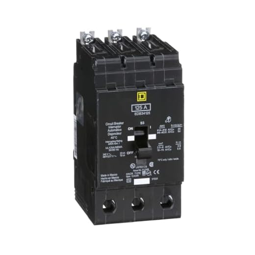 SCHNEIDER ELECTRIC 480Y/277-VOLT 125-AMP EDB34125 Miniature Circuit Breaker 480Y/277V 125A, Black