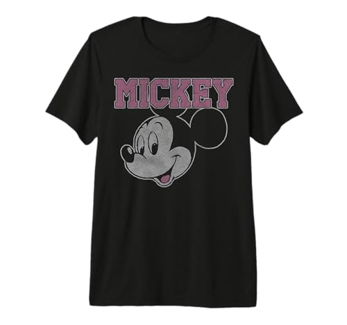 T-shirt Disney Mickey Mouse premium portrait rose vêtement coton col rond