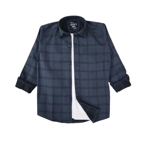 Image of Rocket Science Boy's Casual Regular-Fit Cotton Checked Long Sleeves Shirt.