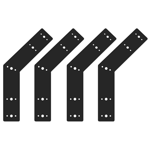 Andorm Paquete de 4 placas de reparación planas negras de 10 x 3 de 135 grados para madera, soporte de pérgola de ángulo de 135 grados para madera de 4 x 4, postes de 6 x 6 con recubrimiento en polvo,