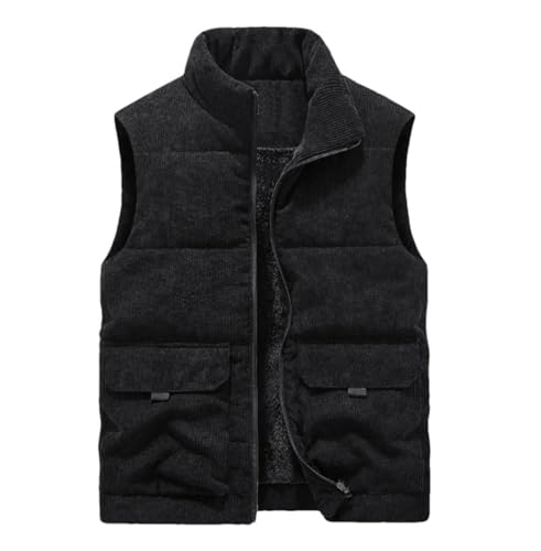 Gilet en laine thermique homme sans manches rembourré contre le froid d'hiver col montant