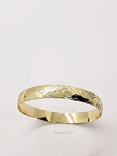 Gold Plated Hawaiian Plumeria Bangle Bracelet4