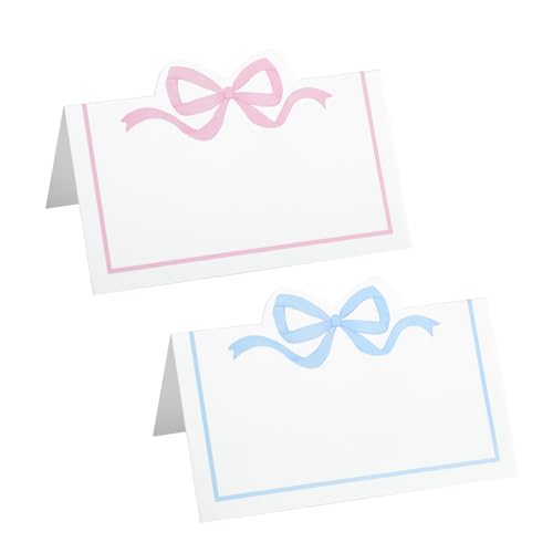 100 Marque-Places Mariage - 50 Bleus et 50 Roses, Marque Place à Nœud, Porte Nom Table à Écrire pour Plan de Table Mariage, Baptême et Anniversaire