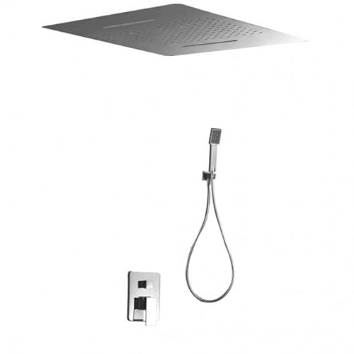 MICE GTS019/P Kit de douche encastré au plafond avec pommeau extra-plat effet pluie finition chromée, robinetterie douches salle de bain GTS019/P thermostatique