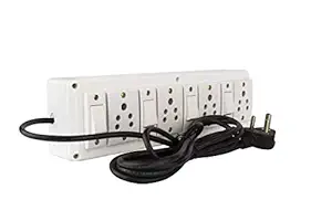 Hi-PLASST (4+4) 3 pin Socket White Extension Board Multi Outlet Electrical Switch Board with 4 Anchor Sockets(5A) and 4 Anchor Switches(5A)-4Mtr Long Wire Power Strip (1)