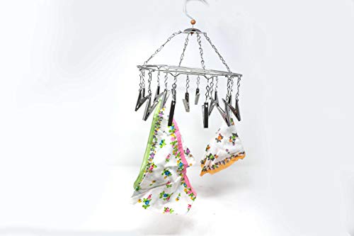 Image of HAZEL Cloth Hanger Stainless Steel With 15 Clips, 23 X 23 X 4 Centimeters