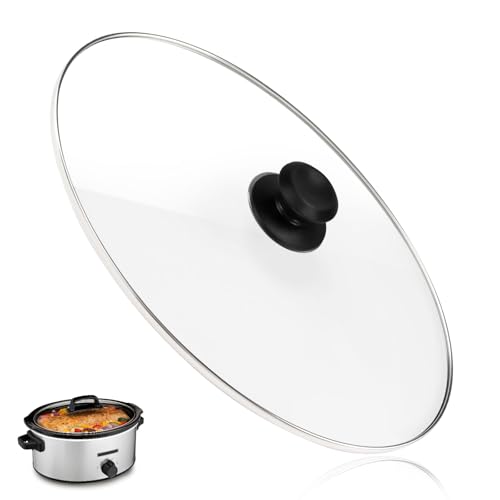 6 Quart Oval Glass Lid Compatible with Hamilton Beach Slow Cooker 33665G, Crock Pot Replacement lid, Slow Cooker Crock Pot Lid Replacement Part, 1 Pack