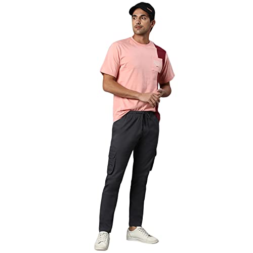 Image of Hubberholme Men's Regular Fit Cotton Trousers, Ankle Length Button & Drawstring Waist Cargo Chinos