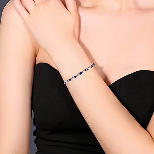 Daesar 18K White Gold Charm Bracelet For Women, Chain Bracelet Women Hollow Leaf 2.1Ct Lab Created Sapphire With Diamond White Gold Bracelet 17Cm #TOP3
