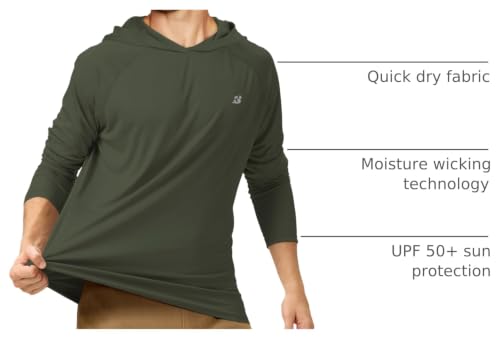 Image of Roadbox Mens Fishing Sun Hoodie, Long Sleeve UPF 50+ UV Protection Shirts
