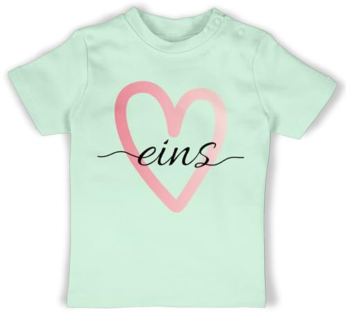 Baby T-Shirt Mädchen Jungen - 1. Geburtstag - Geburtstagsherz eins - rosa...