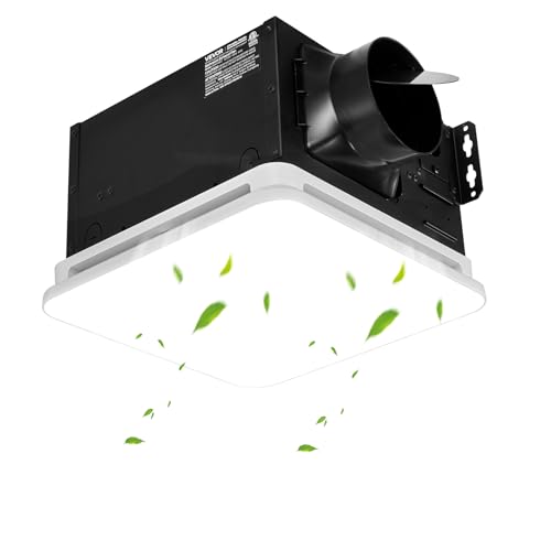 VEVOR Bathroom Exhaust Fan with LED Light, 110 CFM 4000K Bathroom Vent, 1.5 Sones Low-Noise, Premium Motor Ceiling Fan for Laundry Room, Storage Room, Home Ventilation, White