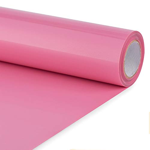 HTV Vinyl Rolls - 12 Inch × 10 Feet PU Heat Transfer Vinyl, Easy to Cut & Weed, Iron on Vinyl for DIY T-Shirts, Bags and Other Textiles(Pink)