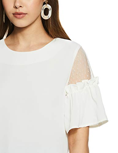 Image of RARE Women Blue Solid Cold Shoulder Top (EP2055)
