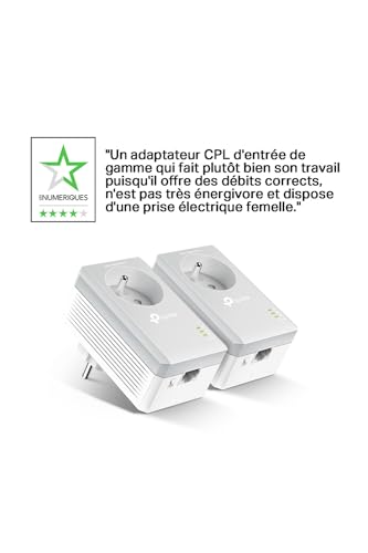Kit de 2 CPL Tp Link AV 600 Mbps avec prise intégrée TL PA4015PKIT - vue 9