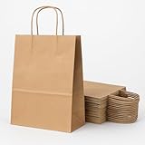 BeFreeX - Bolsas de papel kraft reciclables con asas rizadas – Tamaño 18x8x24 cm en diferentes packs para regalos, comercios y eventos (100)