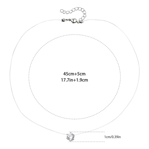 Atentuyi Boho Kristall Anhänger Silber Cz Halskette Unsichtbare Nylon Kette Choker Angelschnur Schlüsselbein Schmuck Für Frauen Mädchen