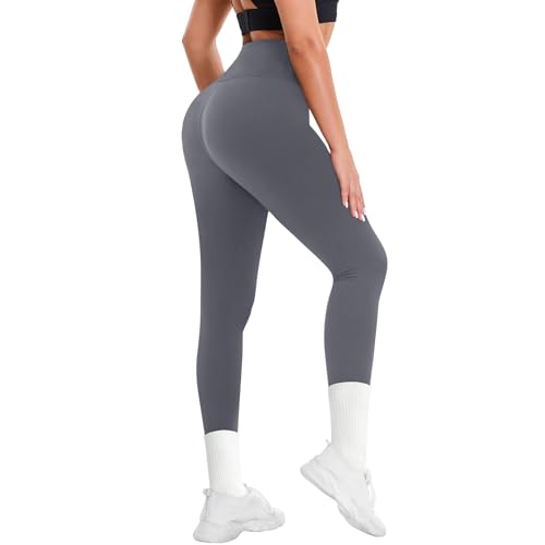 Leggings for Women - Soft High Waisted Tummy Control Workout Yoga Pants Small-Medium 1-dark Grey