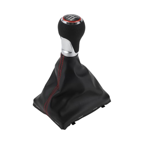 TUCKBOLD 6 Speed Manual Gear Shift Knob with Cover for Audi A4 B8 No.8K0863278H | Gearbox Stick Shifter Lever Knob Black Chrome Silver Tone Red Plastic 1 Pc