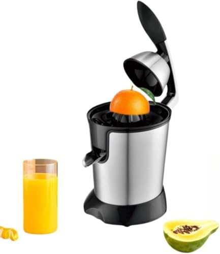 Brfveob レモン絞り器電動シトラスジューサー 手動ハンドル付き強力350Wオレンジジューサー ステンレススチール ジュース絞り器 電動オレンジジュー 小型 ミキサー 高い搾汁率 手動ハンドル付き 水洗い可 お手入れ簡単 オレンジレモンライムグレープフ