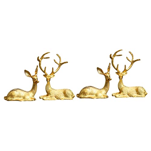 HOMSFOU 4 Pcs deer miniatures reindeer figures black reindeer decor table decorations for living room deer statues miniature statue home accessories TV cabinet Metal decorative box