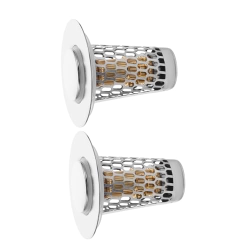 Operitacx 2 Piezas Tapón de Desagüe de Acero Inoxidable con Filtro Pop-up Colador para Cabello para Lavabo y Baño Tapón para Lavabo y Desagüe de Suelo Resistente y Fácil de Limpiar