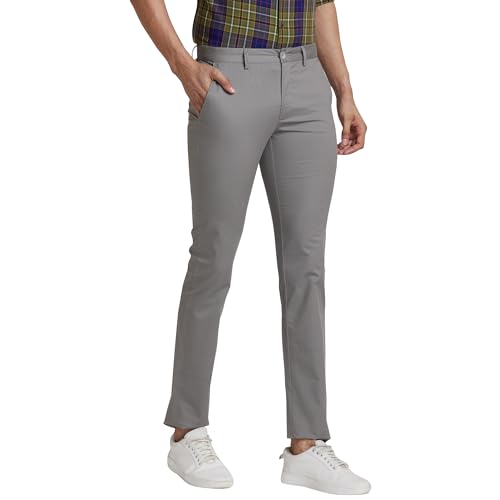 Image of Park Avenue Men's Mid Rise Print Pattern Neo Fit Cotton Blend Flat Regular Fit Front Chinos