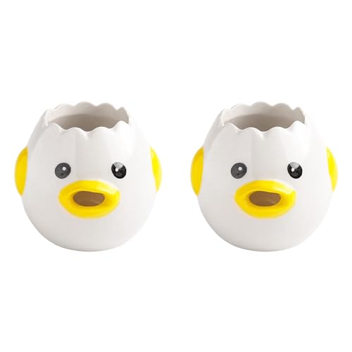 Onchdbfhuu 2X Separador de Huevos, Separador de y de Huevo de Gallina con Vómitos de Cerámica, Práctico Divisor de Filtro de Huevos Pequeño para el Hogar
