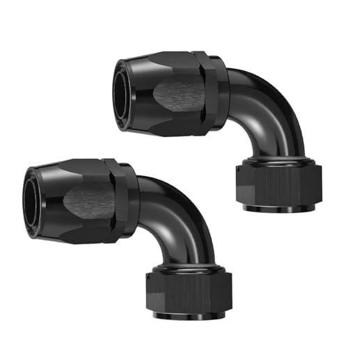 Image of EVIL ENERGY 20AN Hose End Fitting 90 Degree Swivel for CPE Braided Hose Black 2PCS