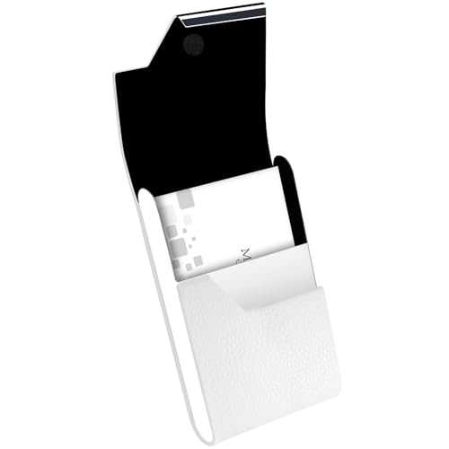 Padike Professional Business Card Holder Business Card Case Luxury PU Leather & Stainless Steel Card Holder, Credit Card Holder, Keep Business Cards in Immaculate Condition. (White)…