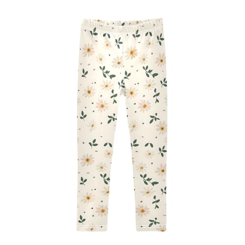 Small Daisy Flower Girls Leggings Ultra Soft Compression Yoga Gym Pants for Kids 4-10T