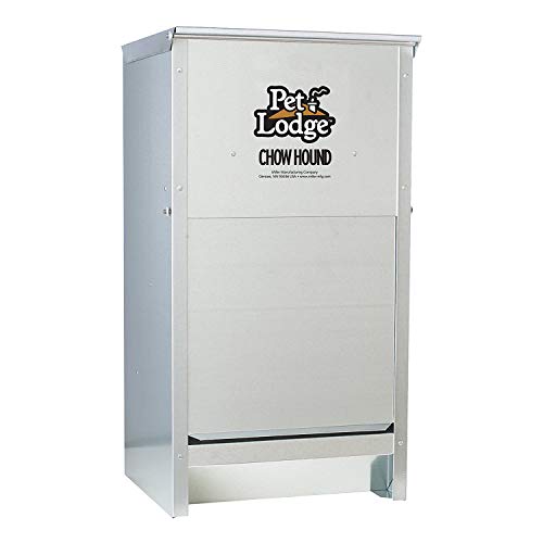 Little Giant Chow Hound 25 Pound Capacity Indoor and Outdoor Automatic Heavy Gauge Steel Dry Food Dog Feeder with Magnetized Door (4 Pack)