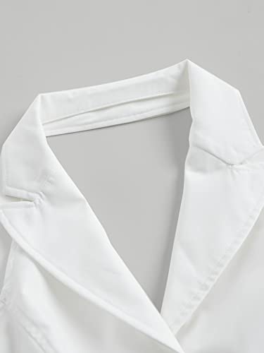 Women's Solid Asymmetrical Hem Backless Crop Tank Tops Sleeveless Casual Button Front Crop Blazer Vest3