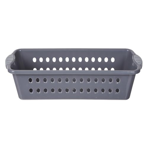 Image of Heart Home Pack of 2 Storage Basket | Storage Organizer for Refrigerator-Vegetables-Stationery | Multipurpose Cabinet Shelf Rack | Storage Box for Kitchen | JAWA-2 | Medium | Gray & Brown