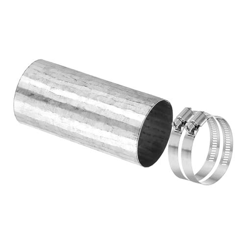 PATIKIL Conector de Conducto de 50mm/2', Acoplamiento de Conducto de Acero Galvanizado, de Ventilación de Conducto de Tubería de Secadora Con Abrazaderas de Conducto, 4' de Largo