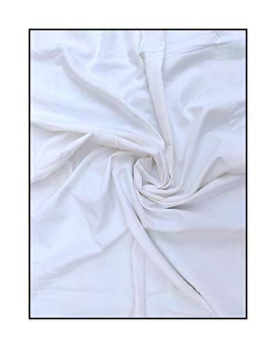 Image of Women's Pure Cotton Unstitched Plain Solid White Dress Material Fabric