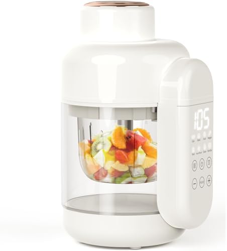 Dorfly Baby Food Maker Glass Food Processer 12oz No Plastic Steamer and Blender 9 In 1 Puree Maker Self Clean Dishwasher Safe Puree Blender with 6 Blades Grinder with Auto Steam For Baby With Recipe