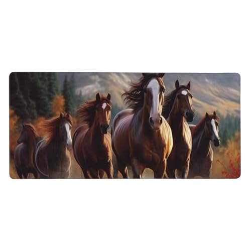 大型デスクマット 35.4 x 15.7インチ 拡張ゲーミングマウスパッド XXL 馬 キーボードマット ロングマウスパッド デスクデコレーション ライティングパッド デスクトップマット ノートパソコン マウスパッド オフィスホーム用