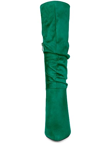 Allegra K Women's Slouch Pointed Toe Stiletto Heel Knee High Boots3